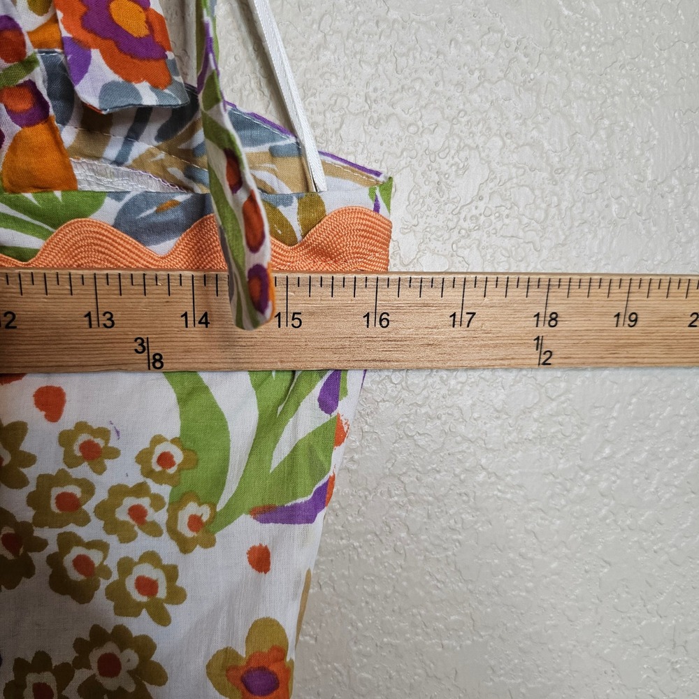 Fate Floral Tie Shoulder Ric Rac Trim Tiered Cotton Maxi Dress Small Multi Color - Picture 9 of 10